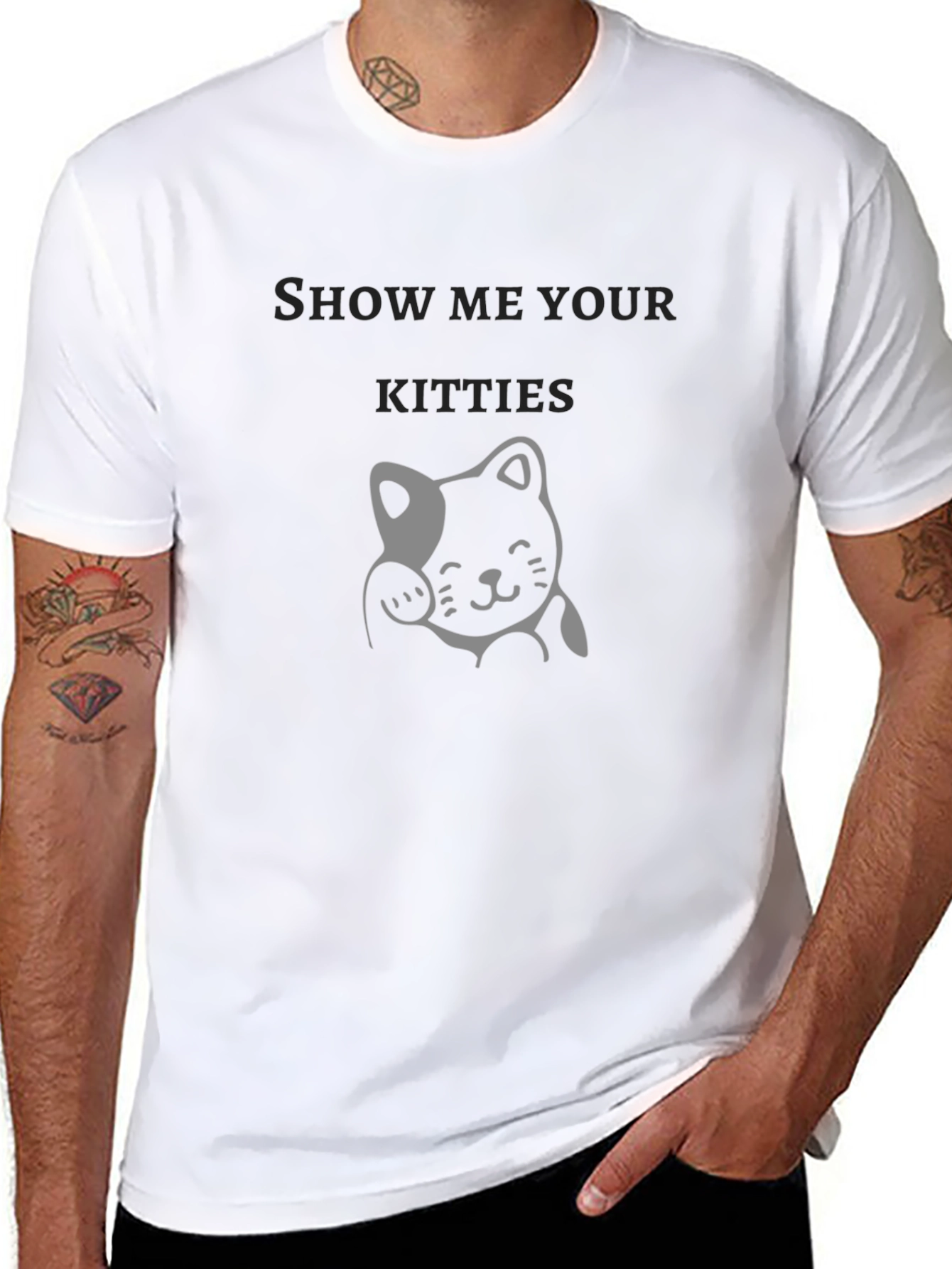 Show Me Your Kitties Black Graphic Tee