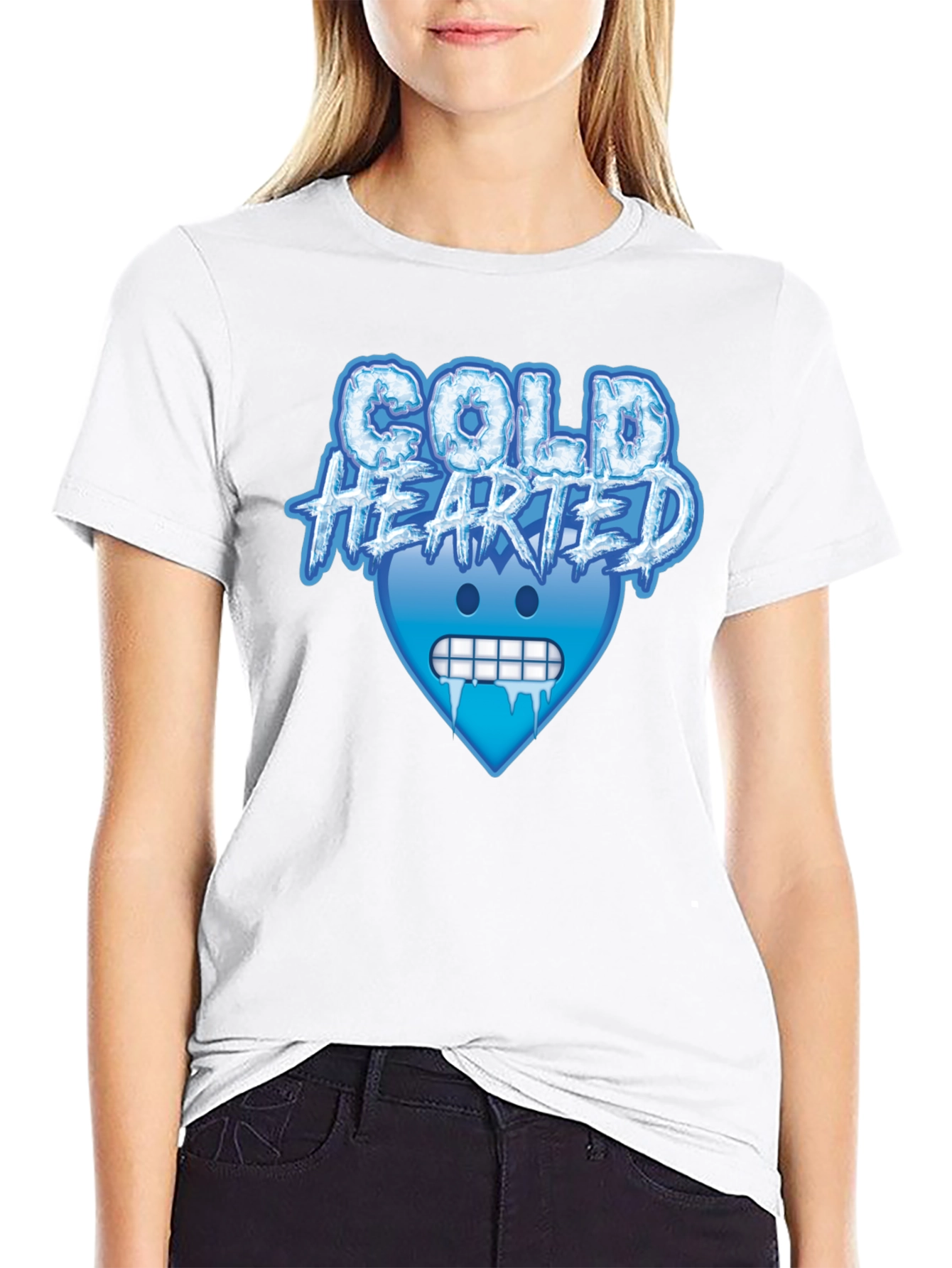 Cold Hearted Graphic Tee - Cool Emoji Design