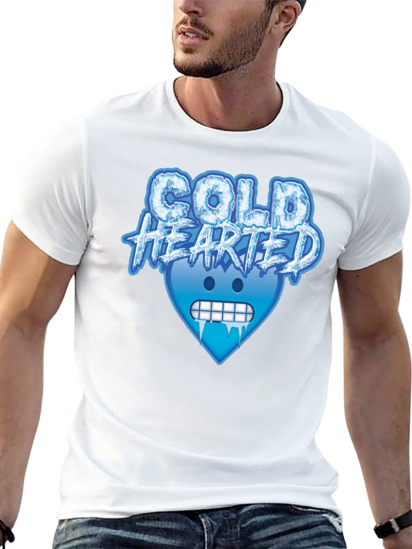 Cold Hearted Graphic Tee - Cool Emoji Design