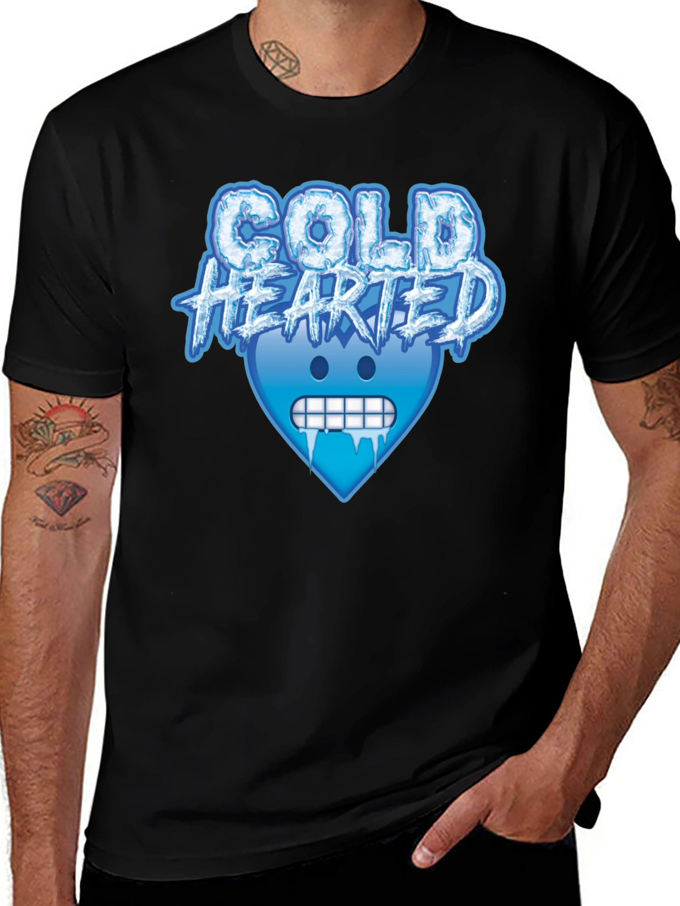 Cold Hearted Graphic Tee - Cool Emoji Design