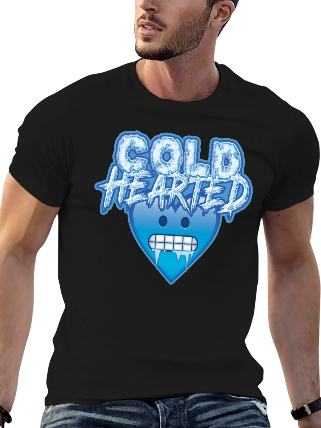 Cold Hearted Graphic Tee - Cool Emoji Design