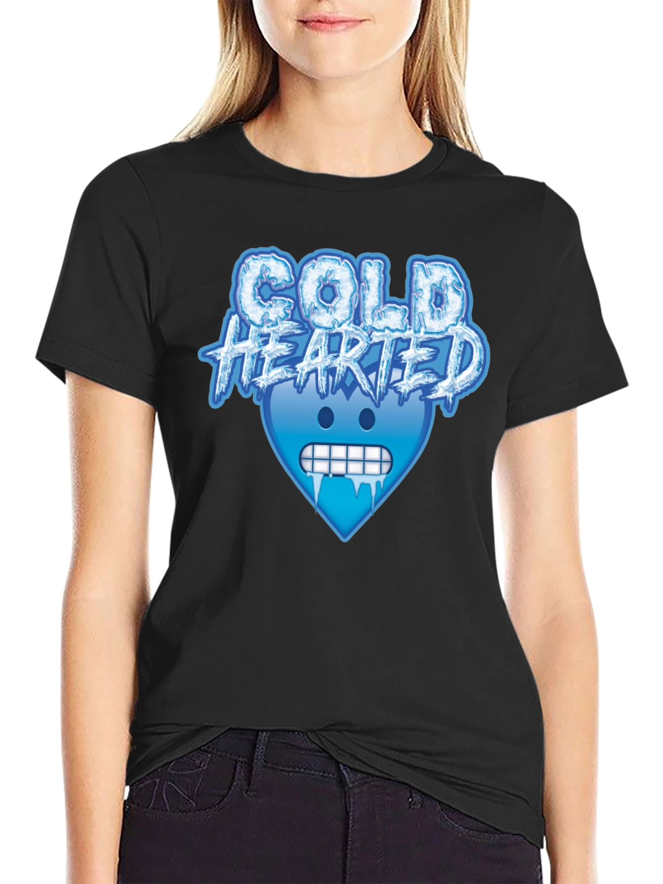Cold Hearted Graphic Tee - Cool Emoji Design