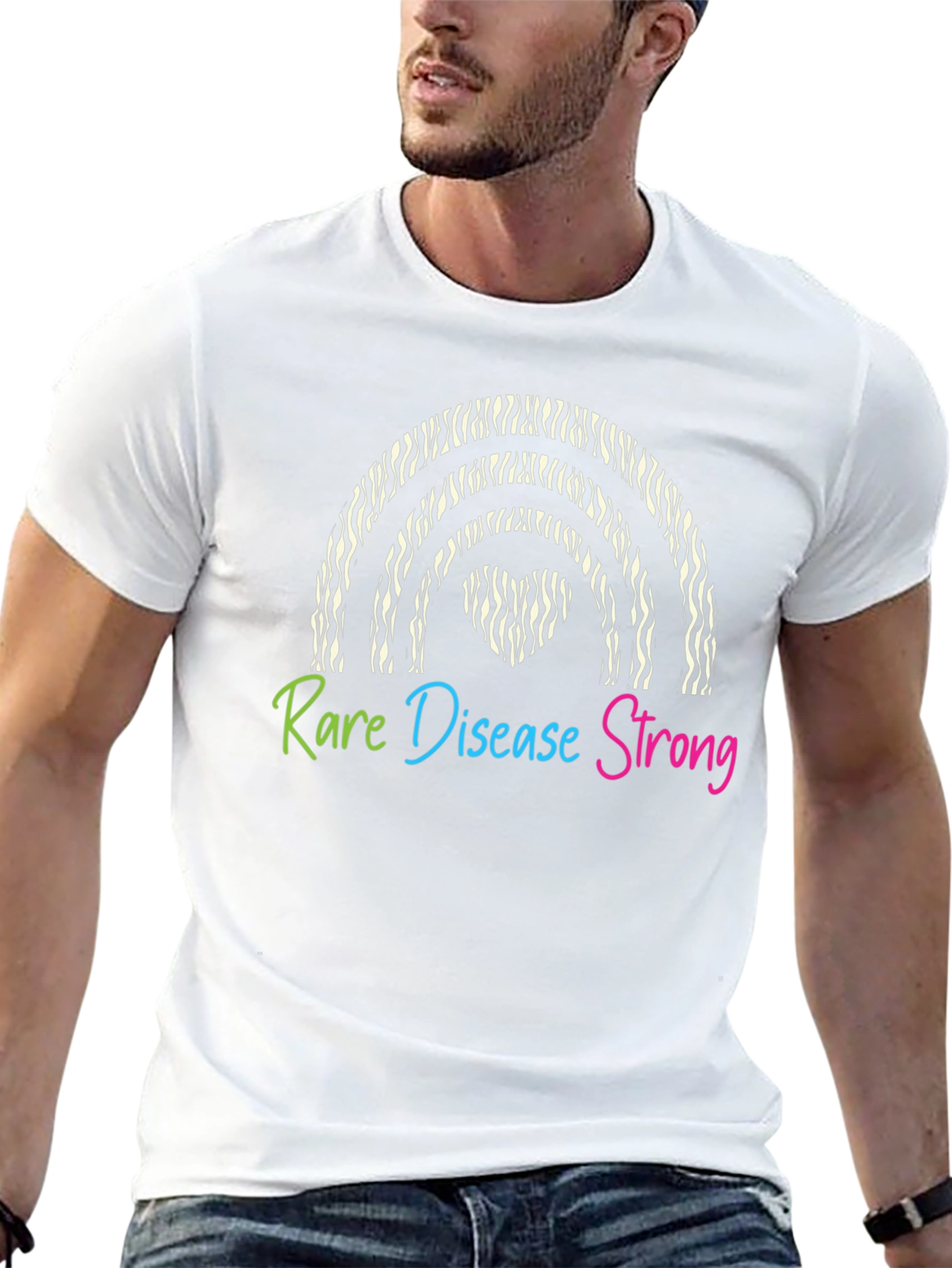 Rare Disease Strong Zebra Rainbow T-Shirt