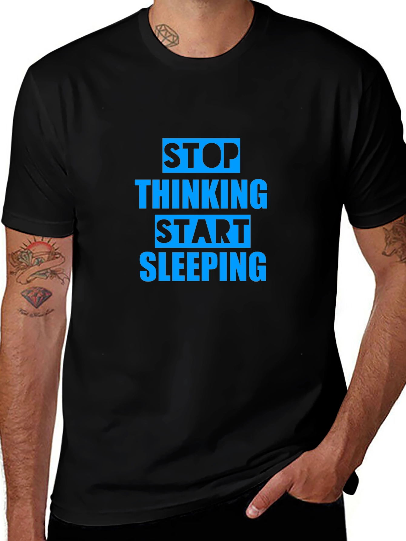 Stop Thinking Start Sleeping Graphic Tee
