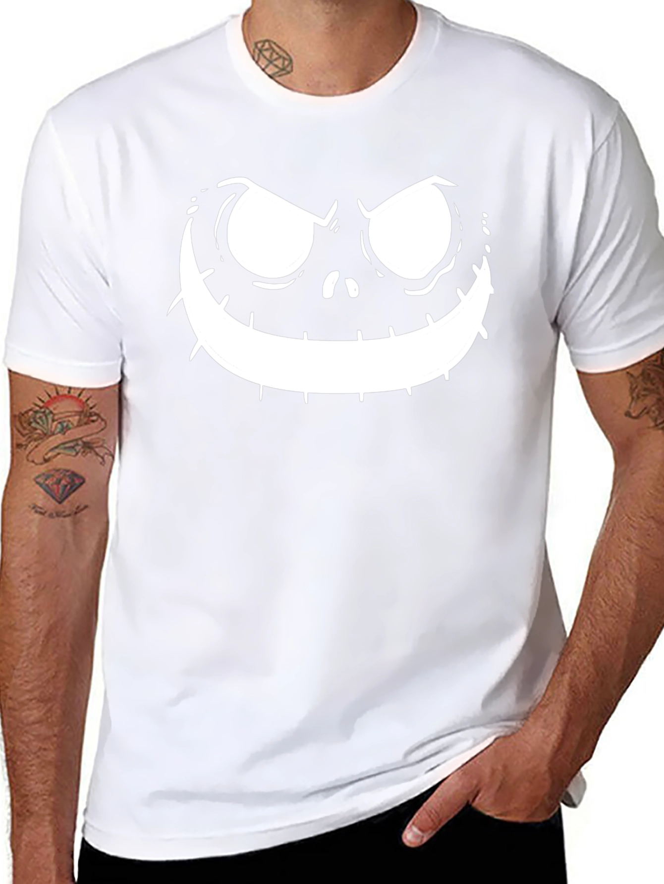 Mens Jack Skellington Face Black T-Shirt