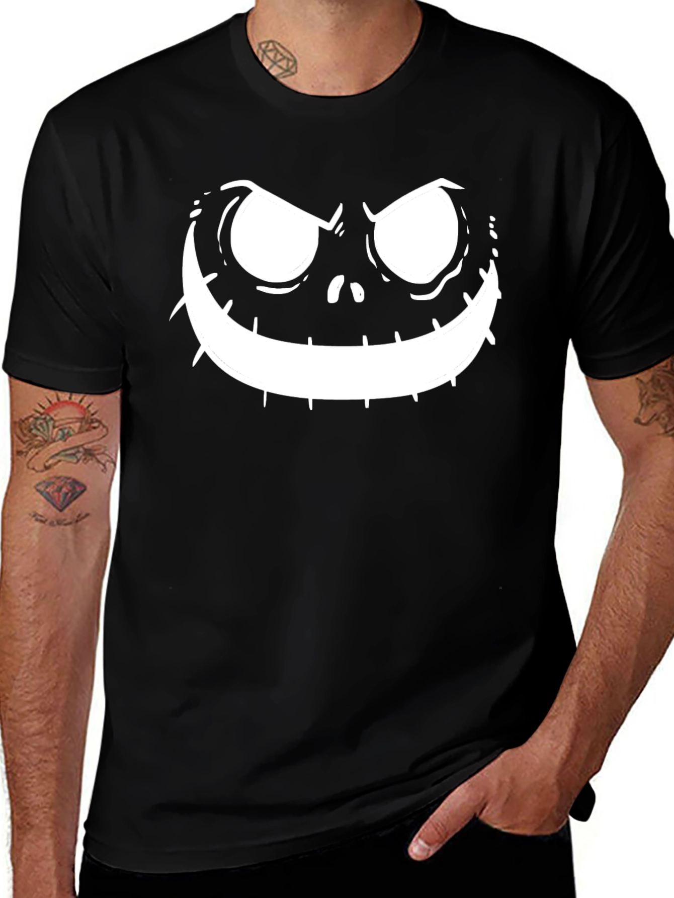Mens Jack Skellington Face Black T-Shirt