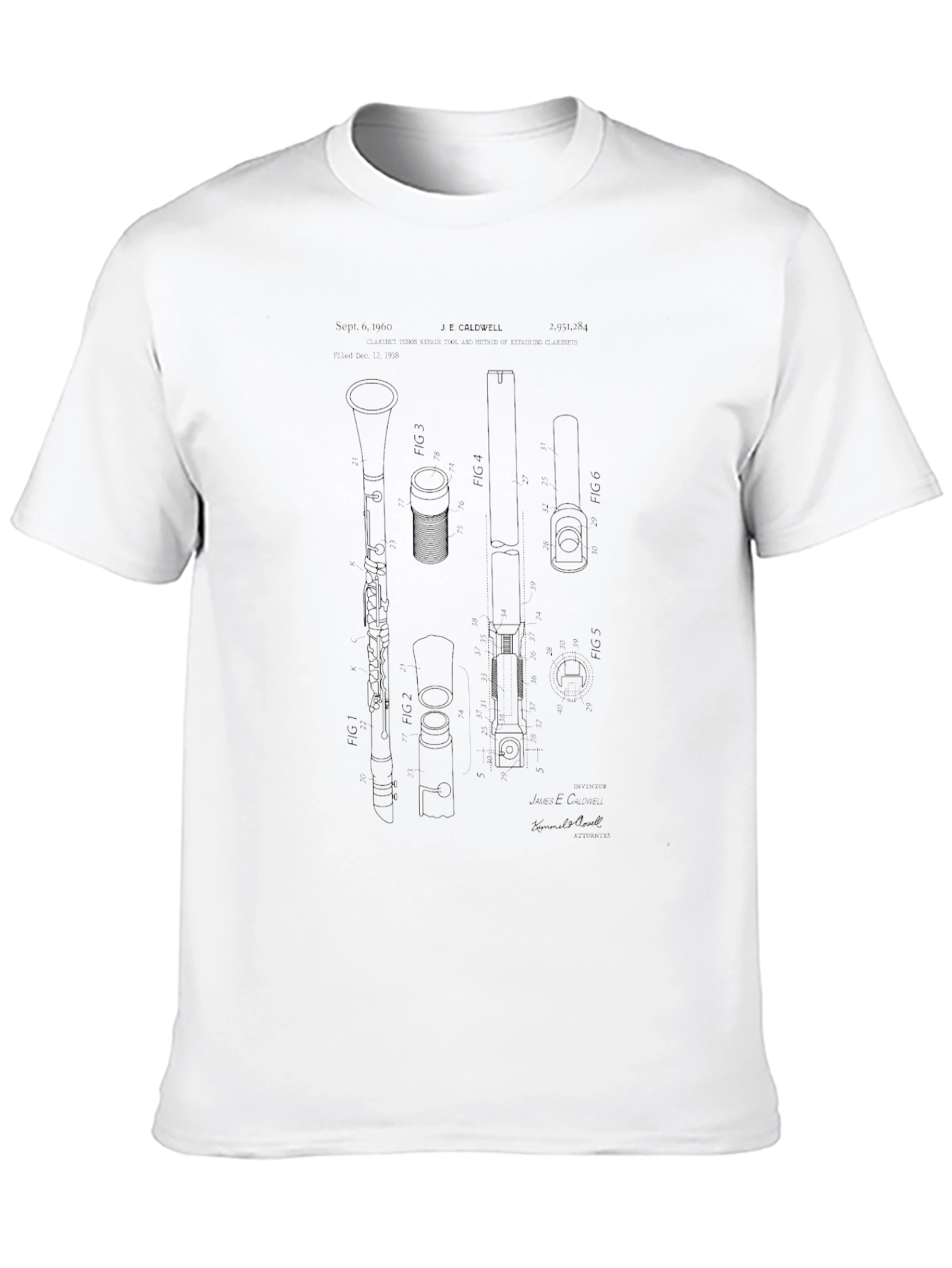 Clarinet Patent Print Black T-Shirt