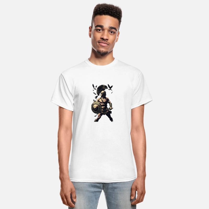 Ancient Warrior In Combat Pose Surrounded By Birds