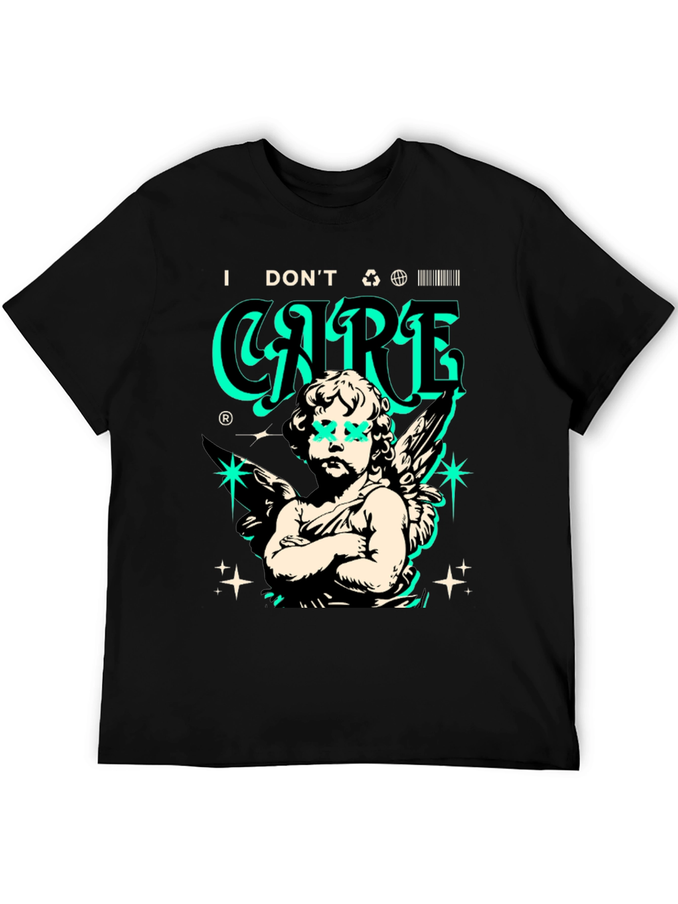 Edgy Angel Graphic T-Shirt - Black Cotton Tee