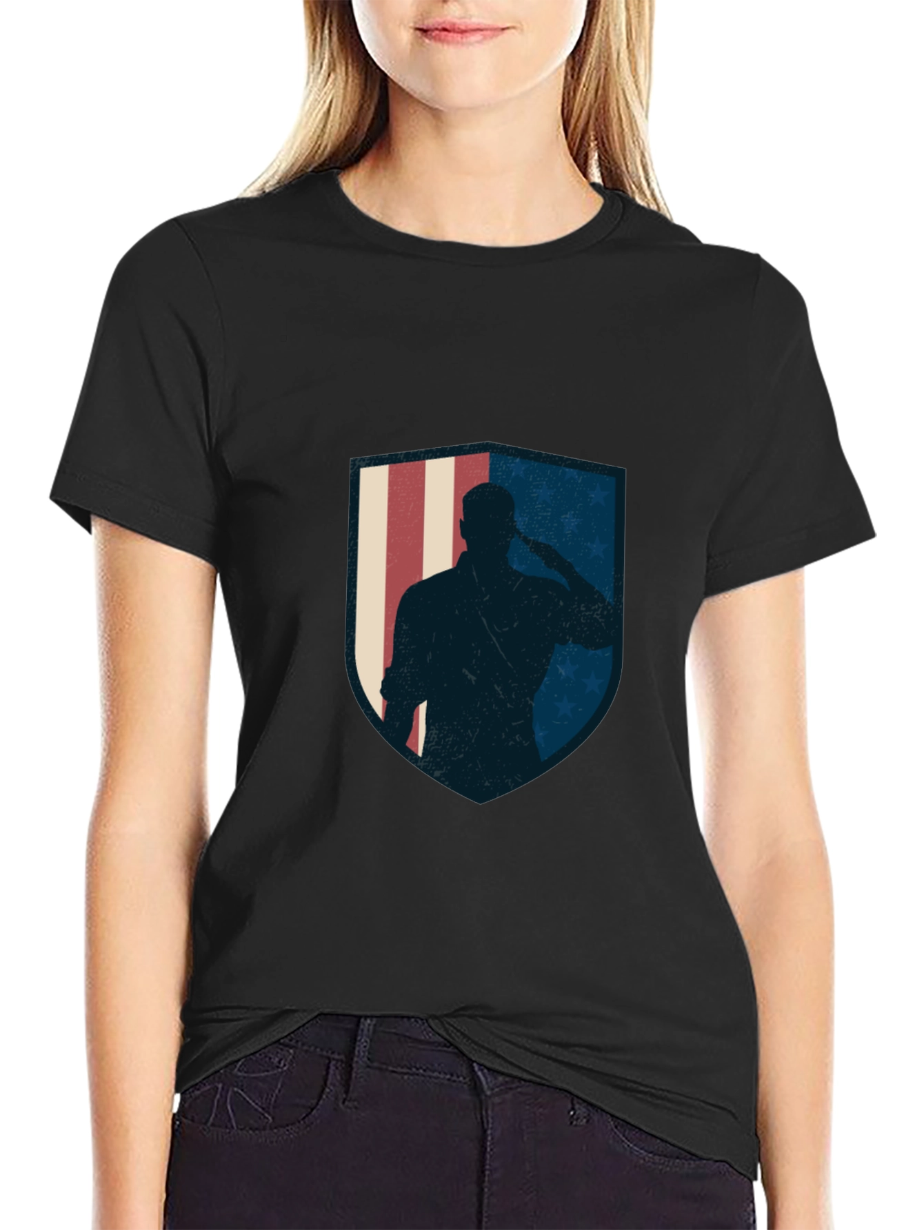 Patriotic Soldier Graphic Tee - Black