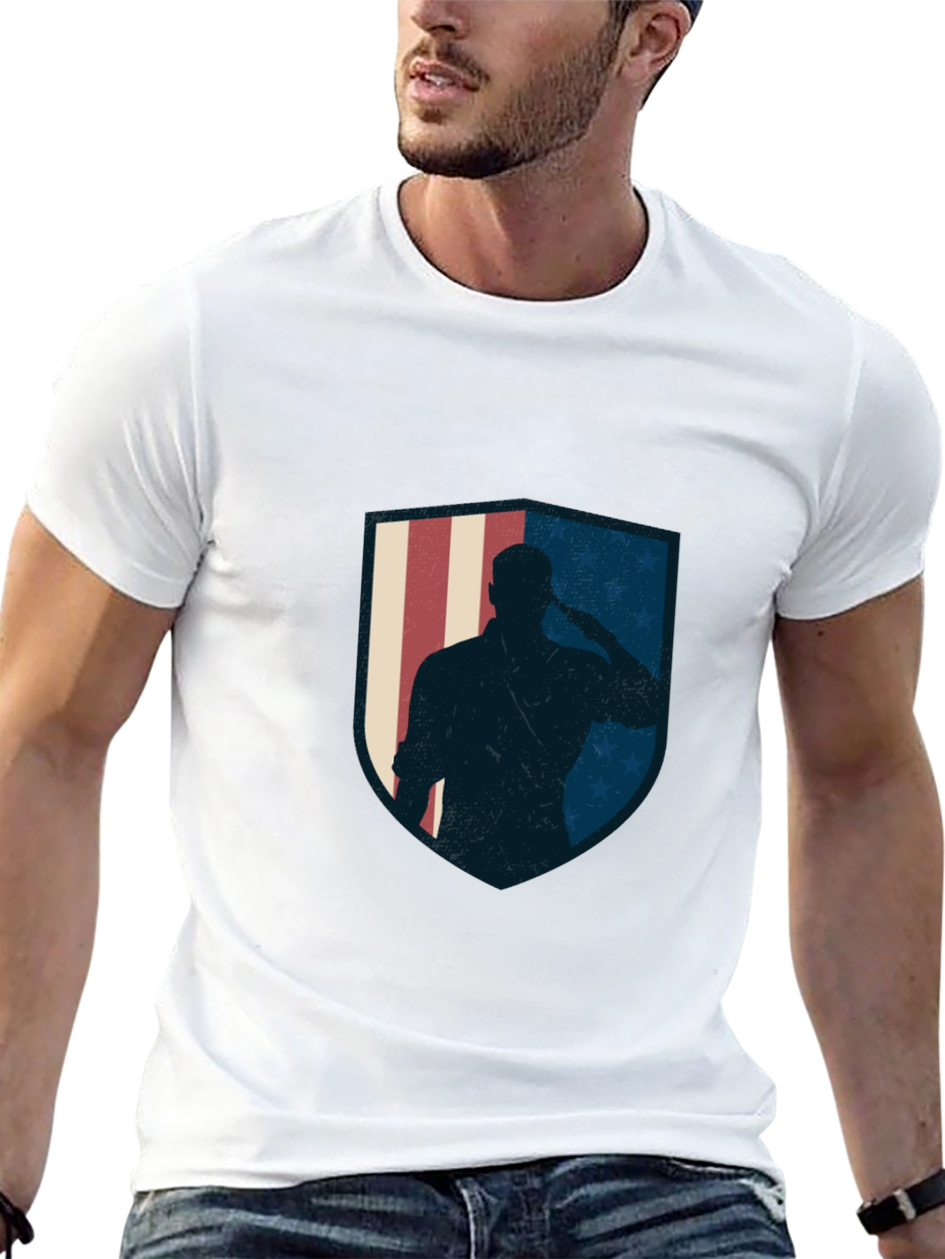 Patriotic Soldier Graphic Tee - Black