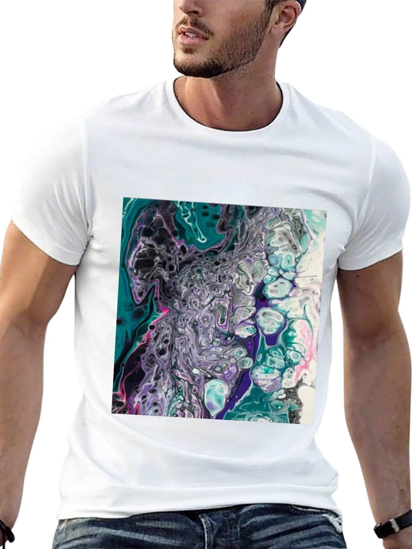 Abstract Art T-Shirt - Fluid Pour Design