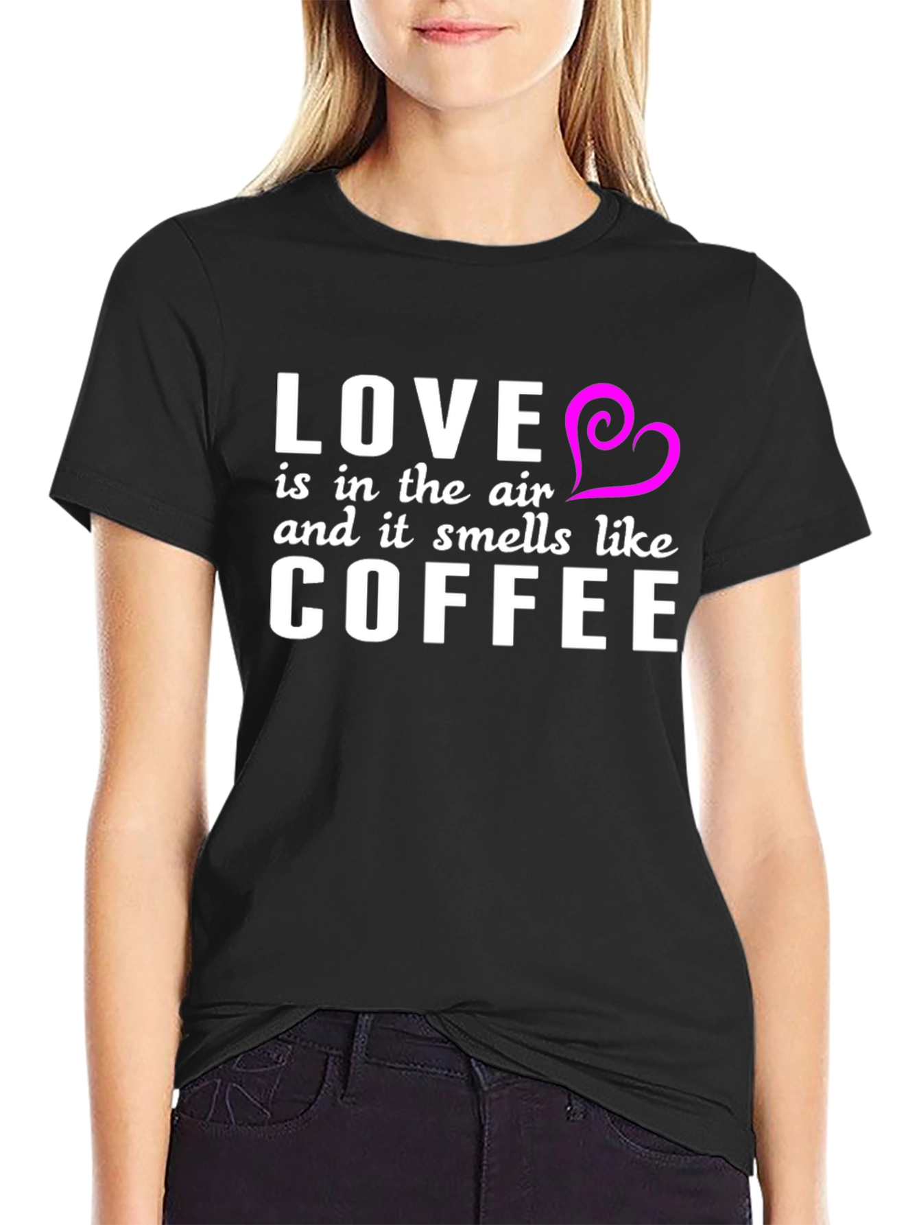 Love & Coffee T-Shirt - Black Stylish Soft