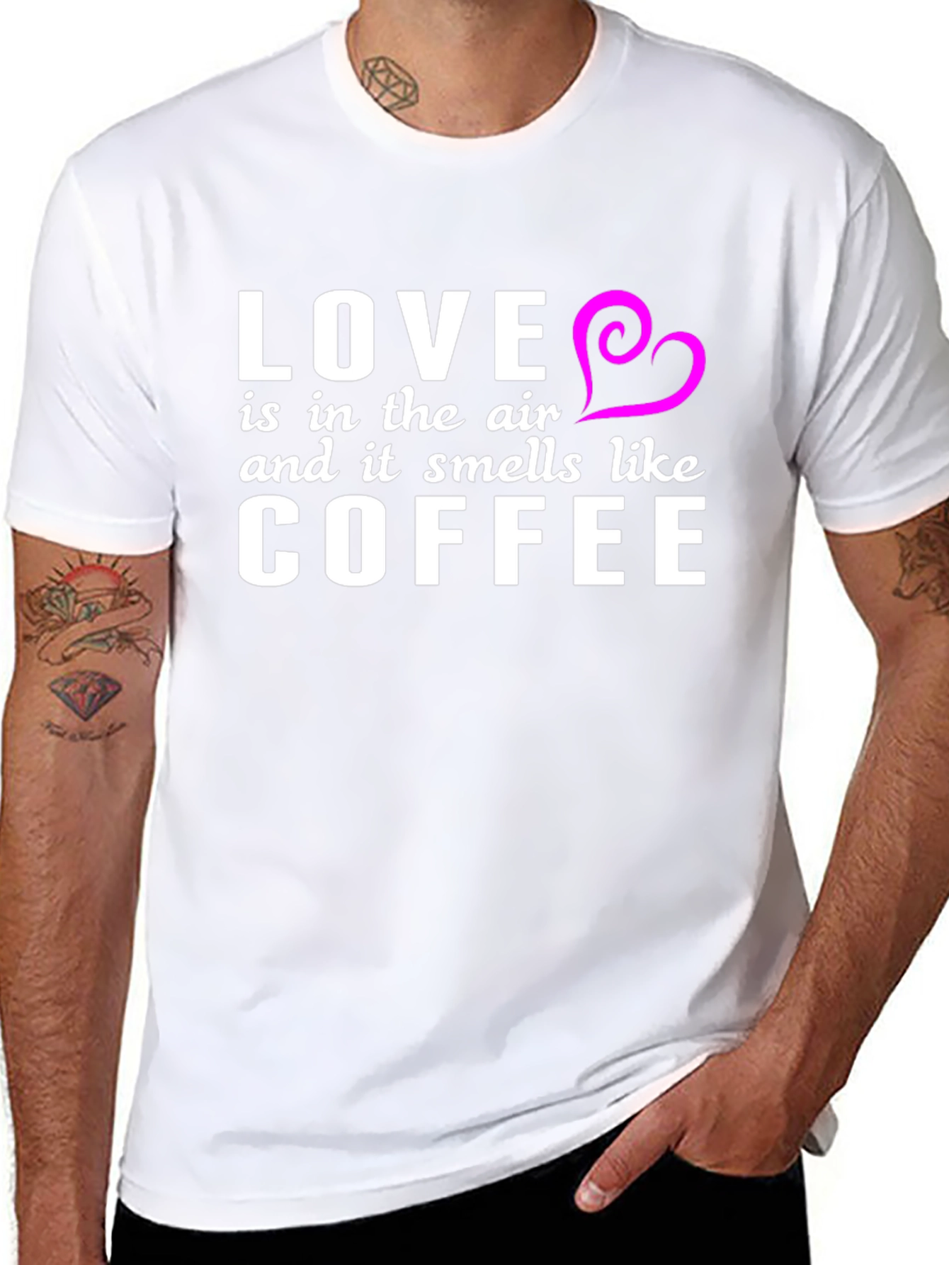 Love & Coffee T-Shirt - Black Stylish Soft