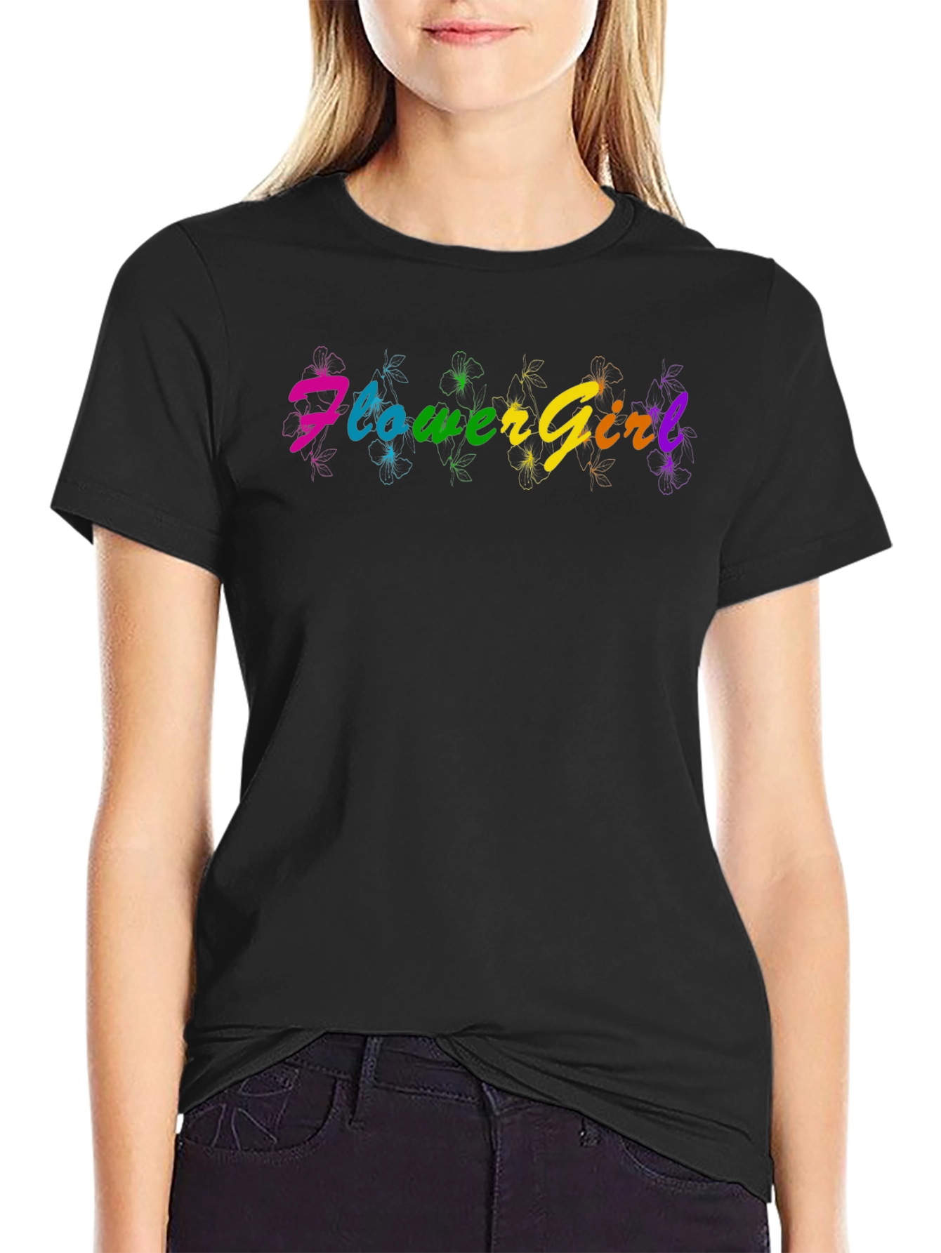 Rainbow Flower Girl T-Shirt - Fun & Vibrant Design