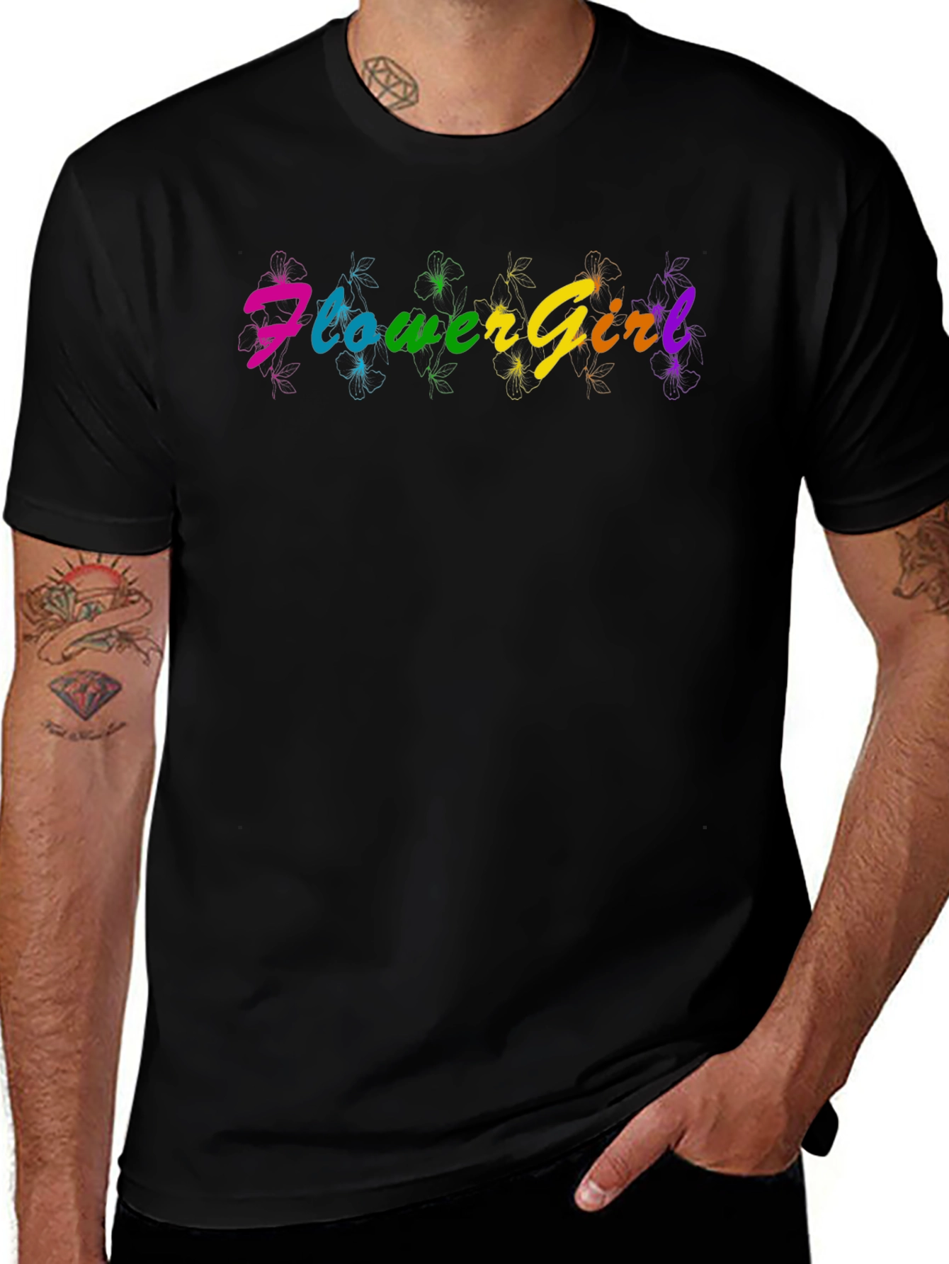 Rainbow Flower Girl T-Shirt - Fun & Vibrant Design
