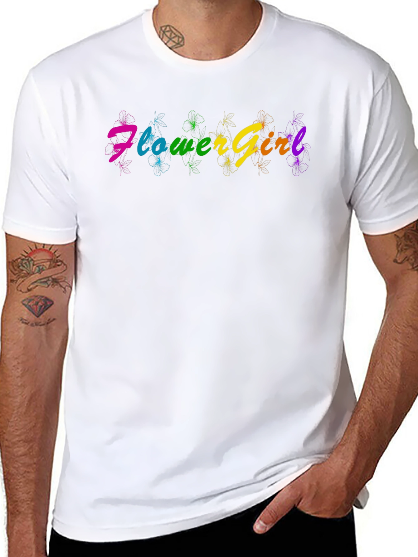 Rainbow Flower Girl T-Shirt - Fun & Vibrant Design