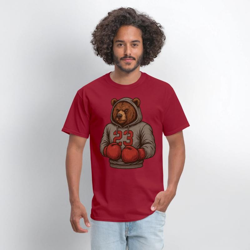 Bear 23 Boxing Hoodie Grizzly Gym Fighter Tee