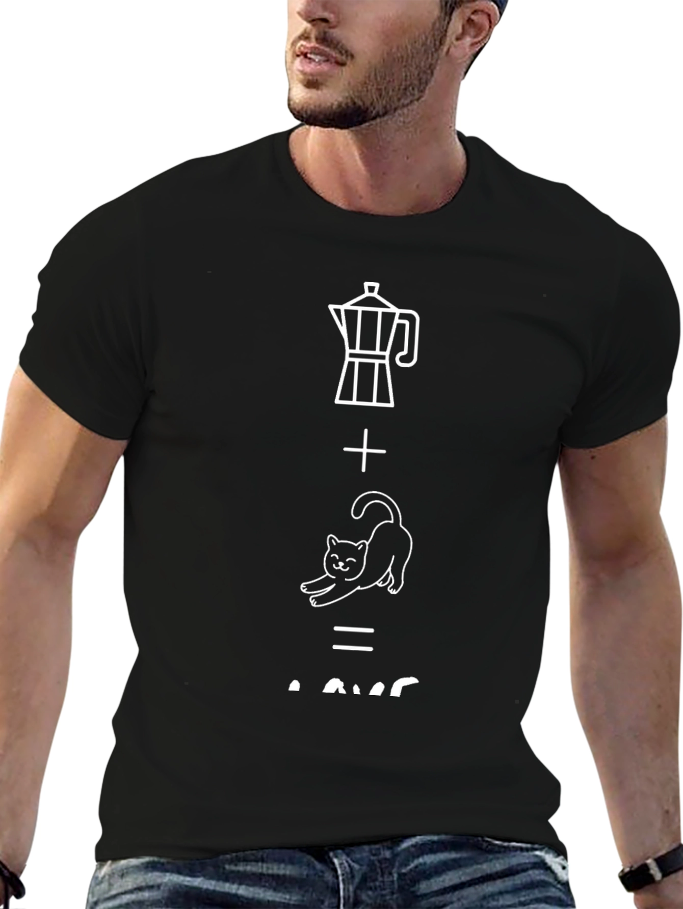 Coffee Cat Lover Black T-Shirt