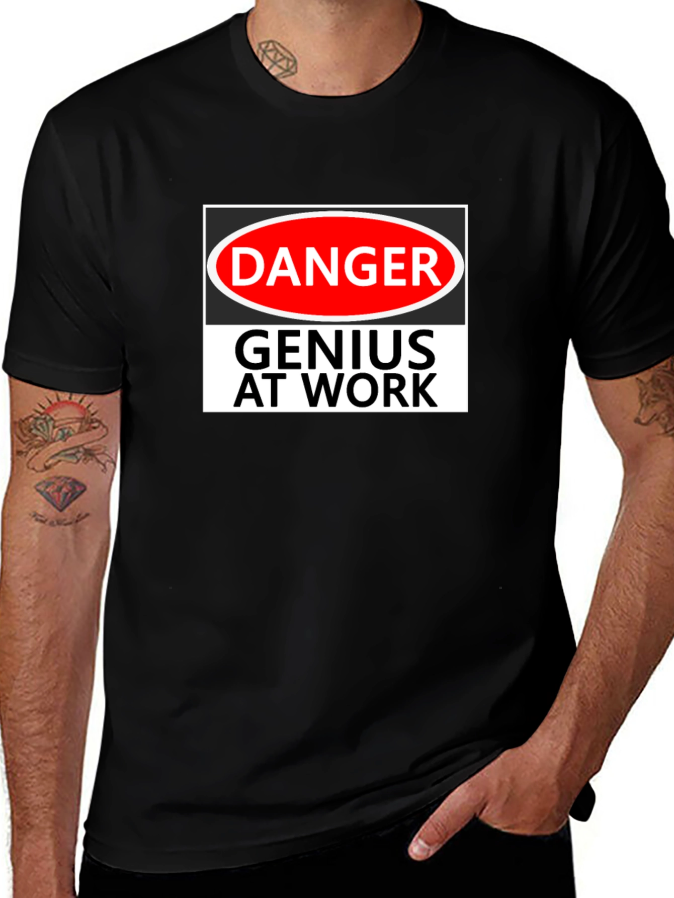 Danger Genius At Work Black T-Shirt