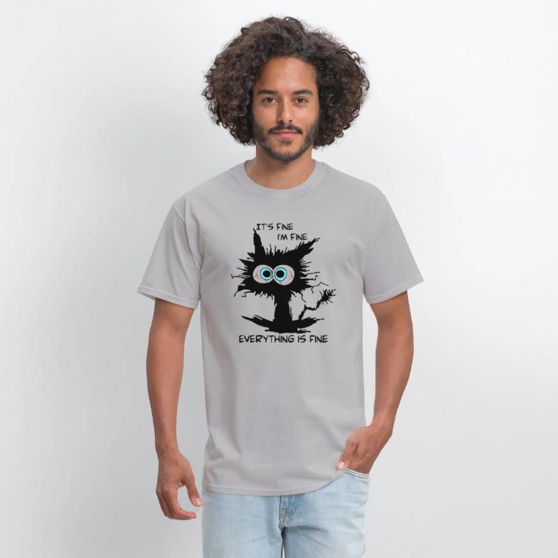 Black Cat It's Fine I'm Fine Everything Is Fine!