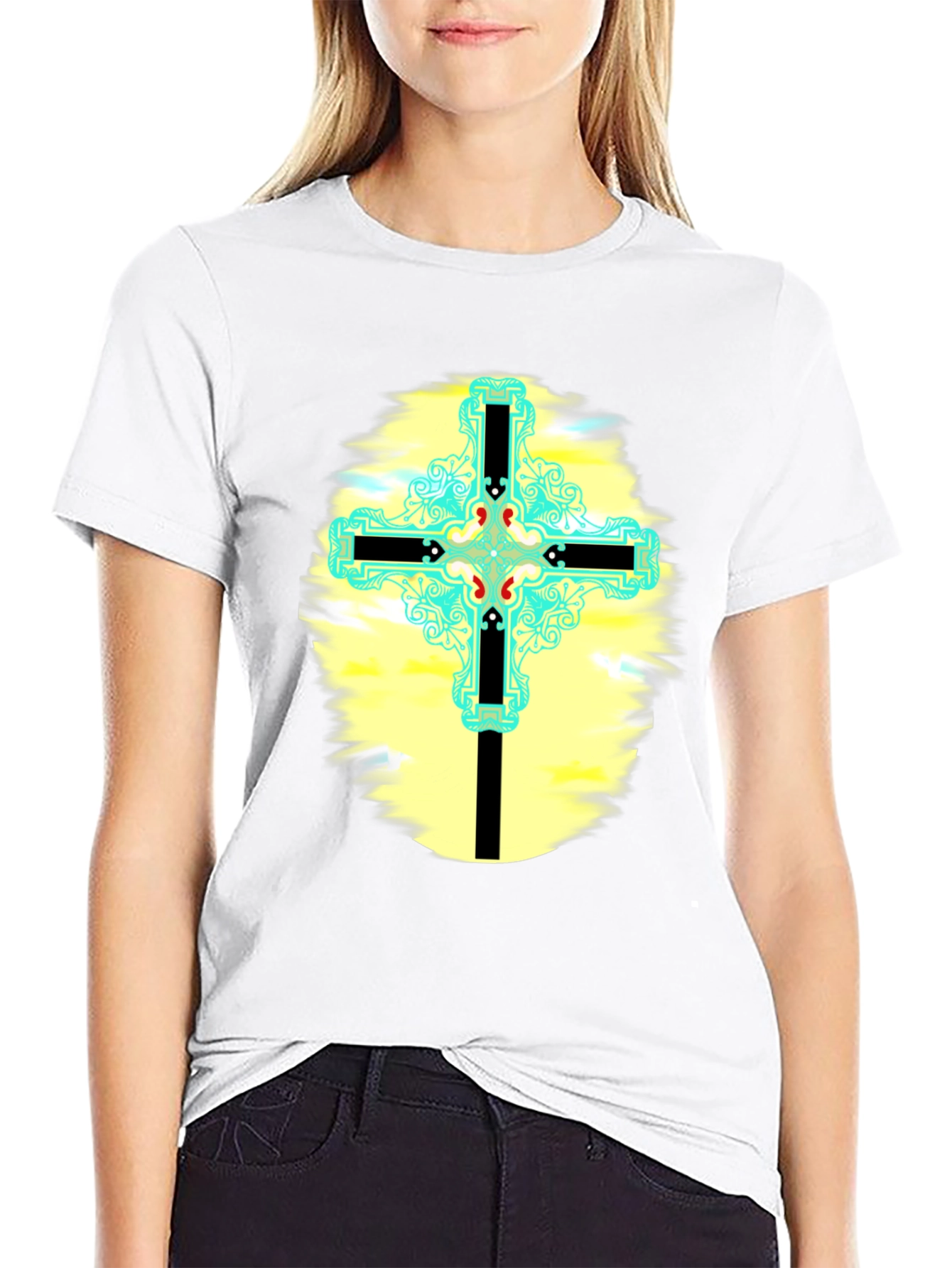Cross Graphic T-Shirt - Black Cotton Blend