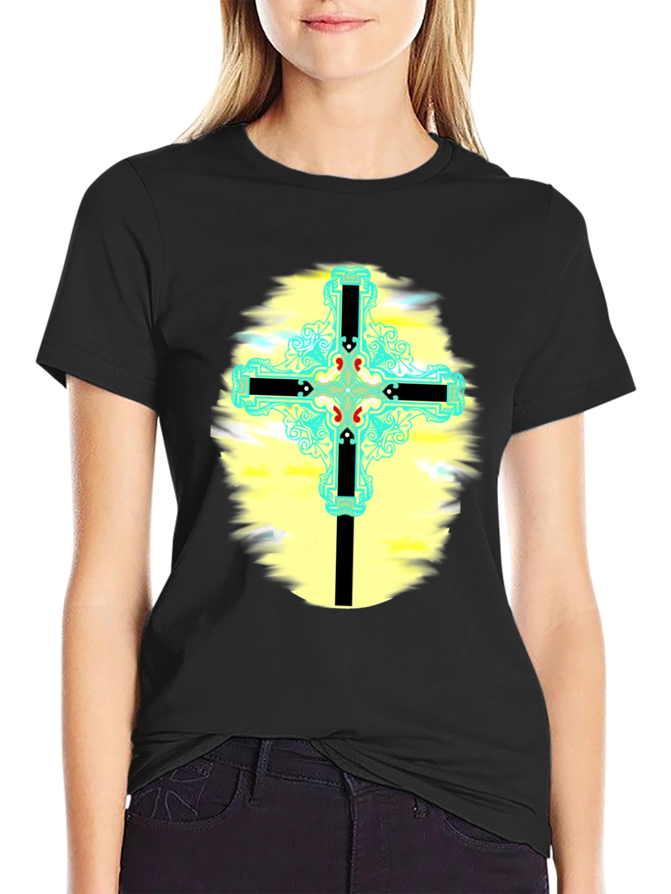 Cross Graphic T-Shirt - Black Cotton Blend