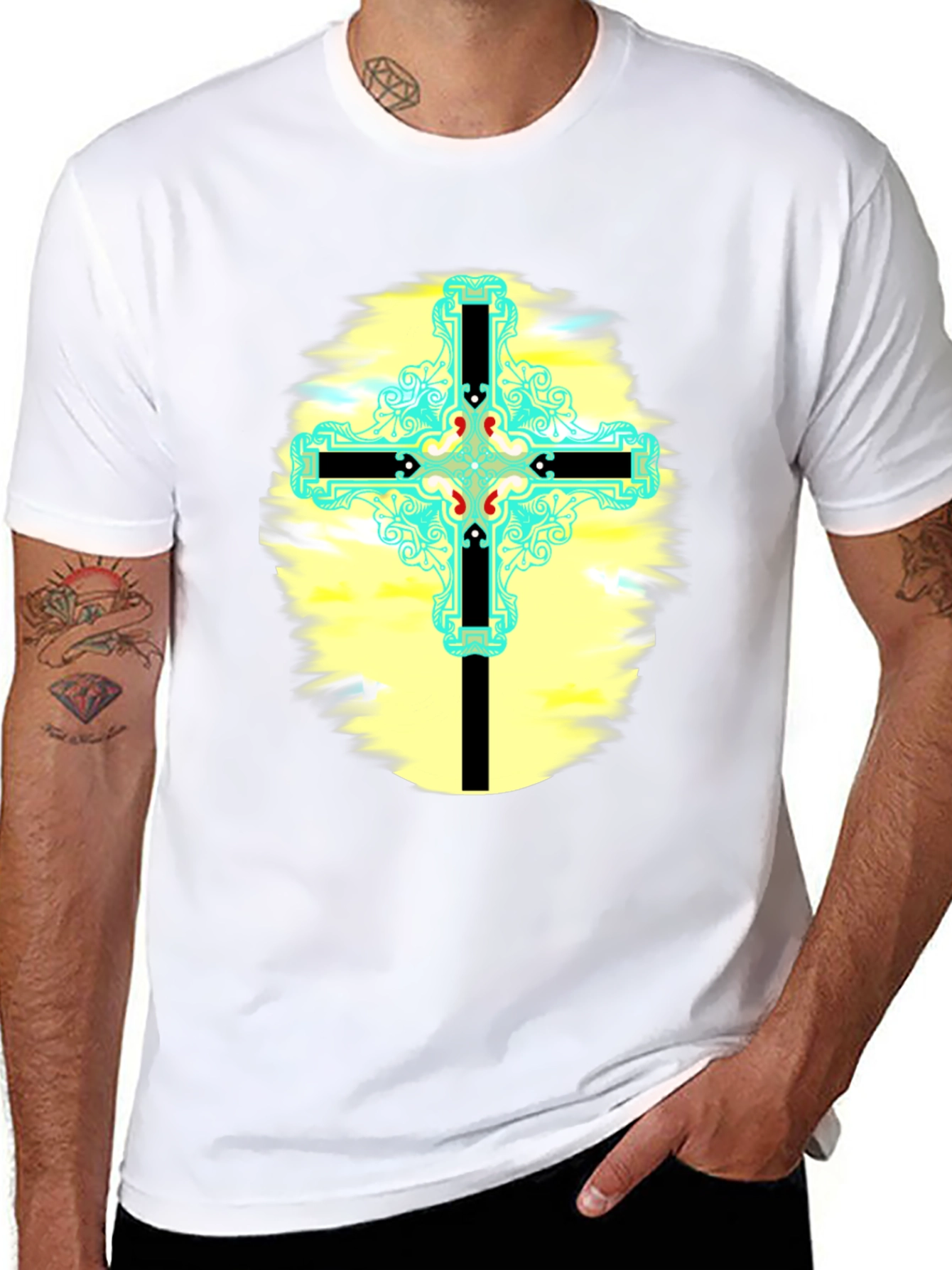 Cross Graphic T-Shirt - Black Cotton Blend