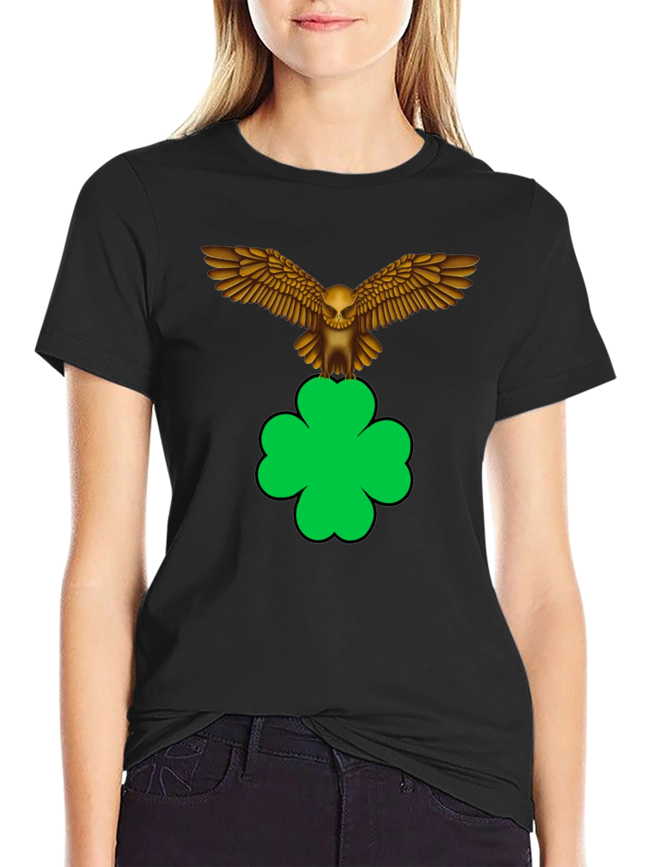 Skull Eagle Clover Graphic Tee