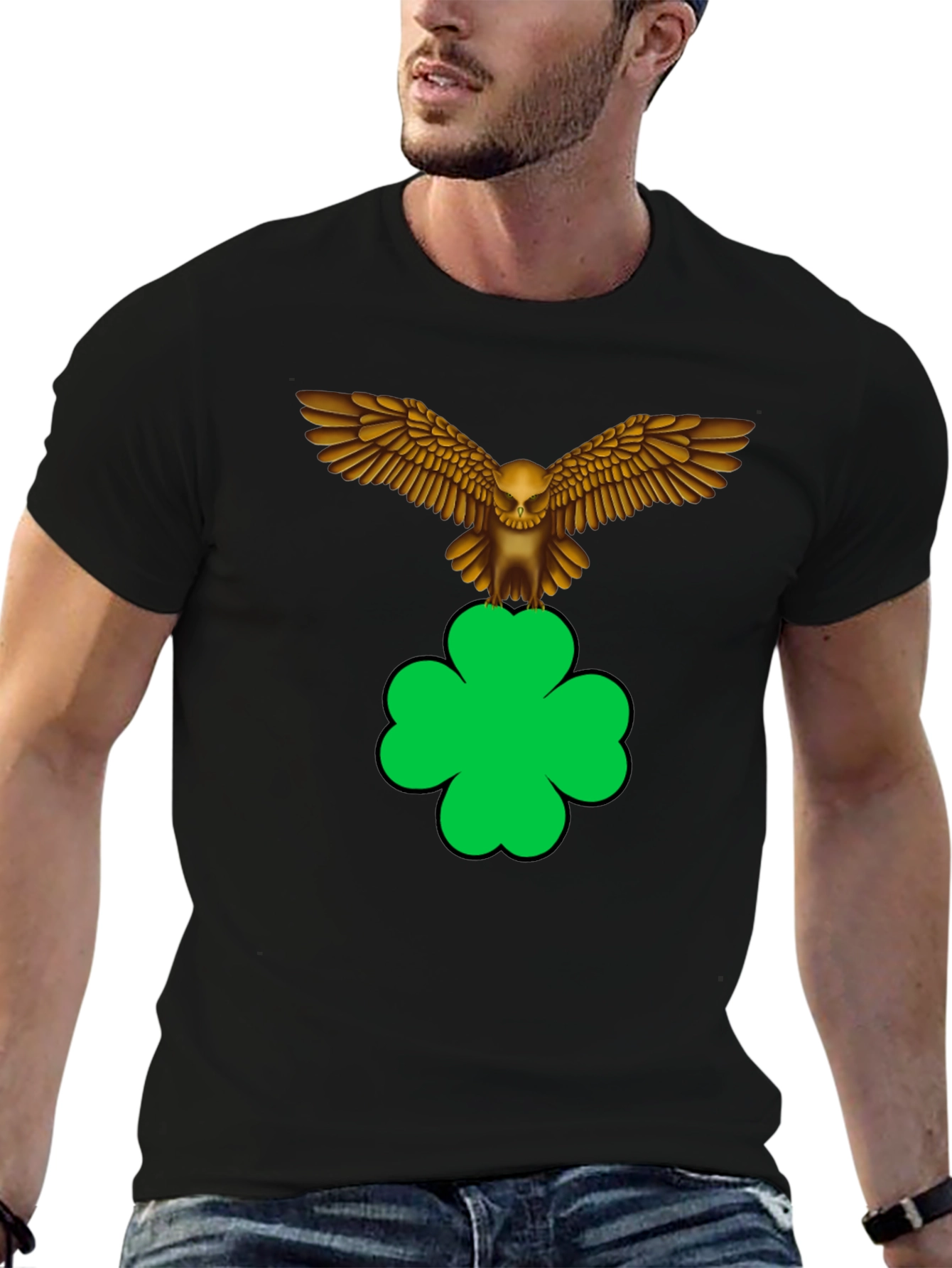 Skull Eagle Clover Graphic Tee