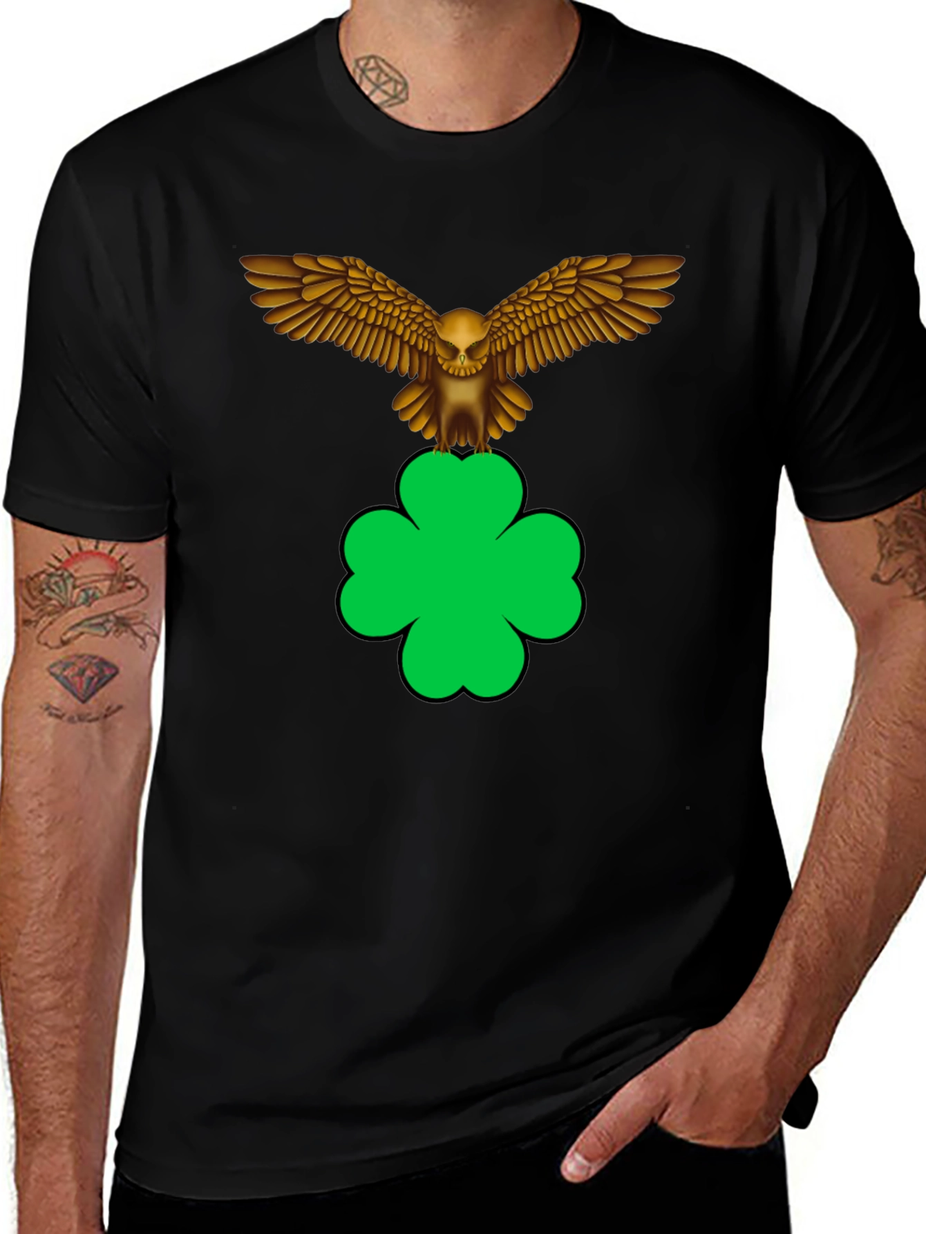 Skull Eagle Clover Graphic Tee