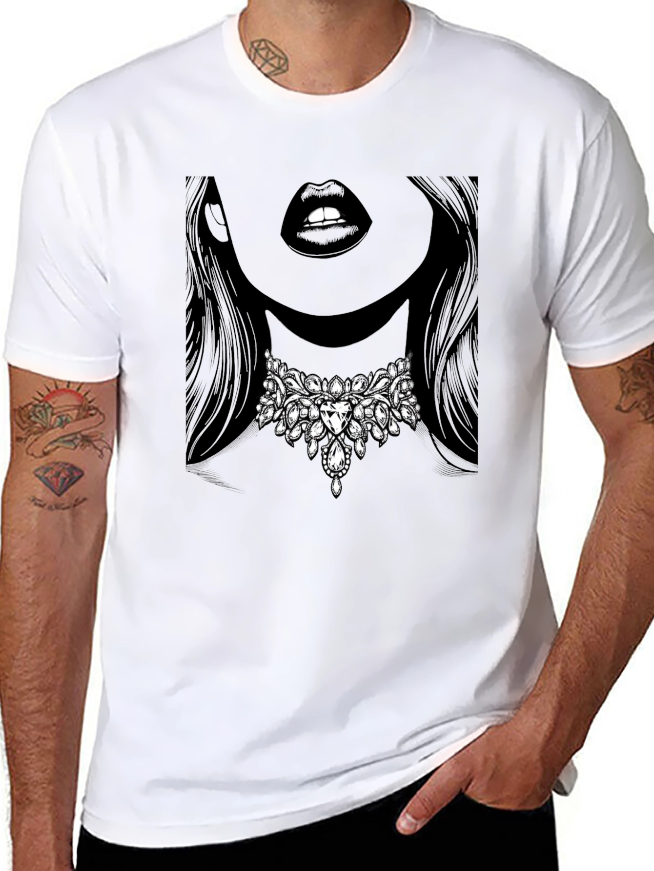 Glamorous Jewel Lips Graphic Tee - Unisex