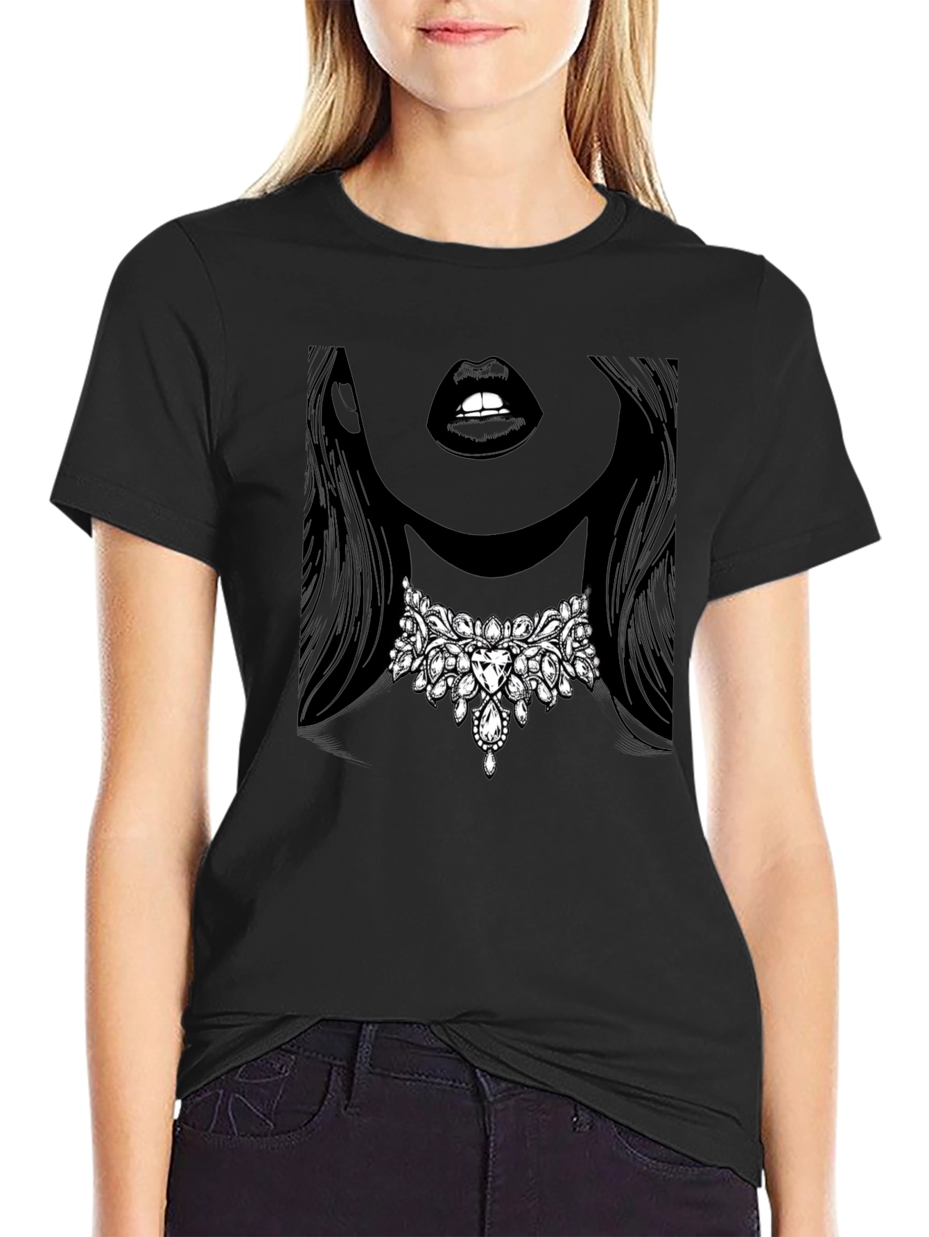 Glamorous Jewel Lips Graphic Tee - Unisex