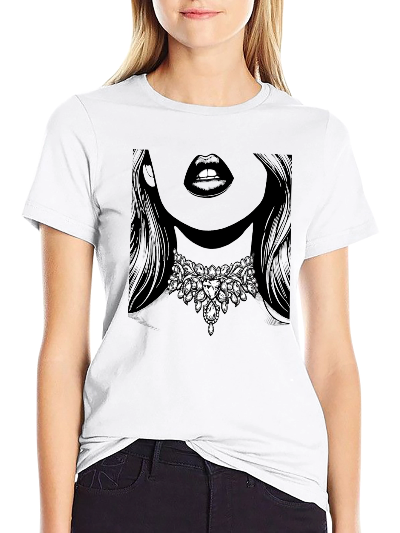 Glamorous Jewel Lips Graphic Tee - Unisex