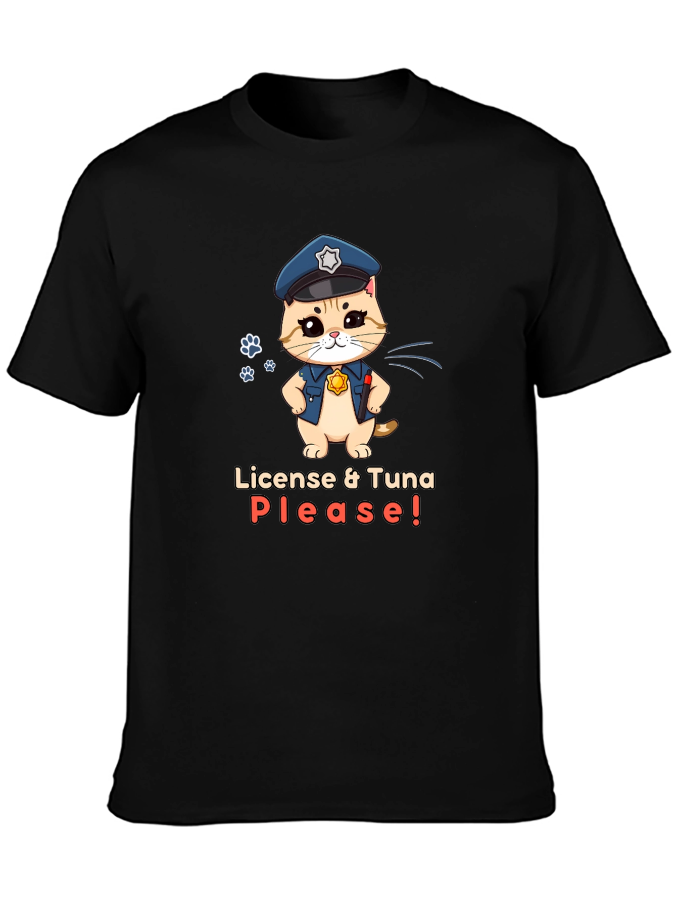 Funny Police Cat T-Shirt - License & Tuna Please!