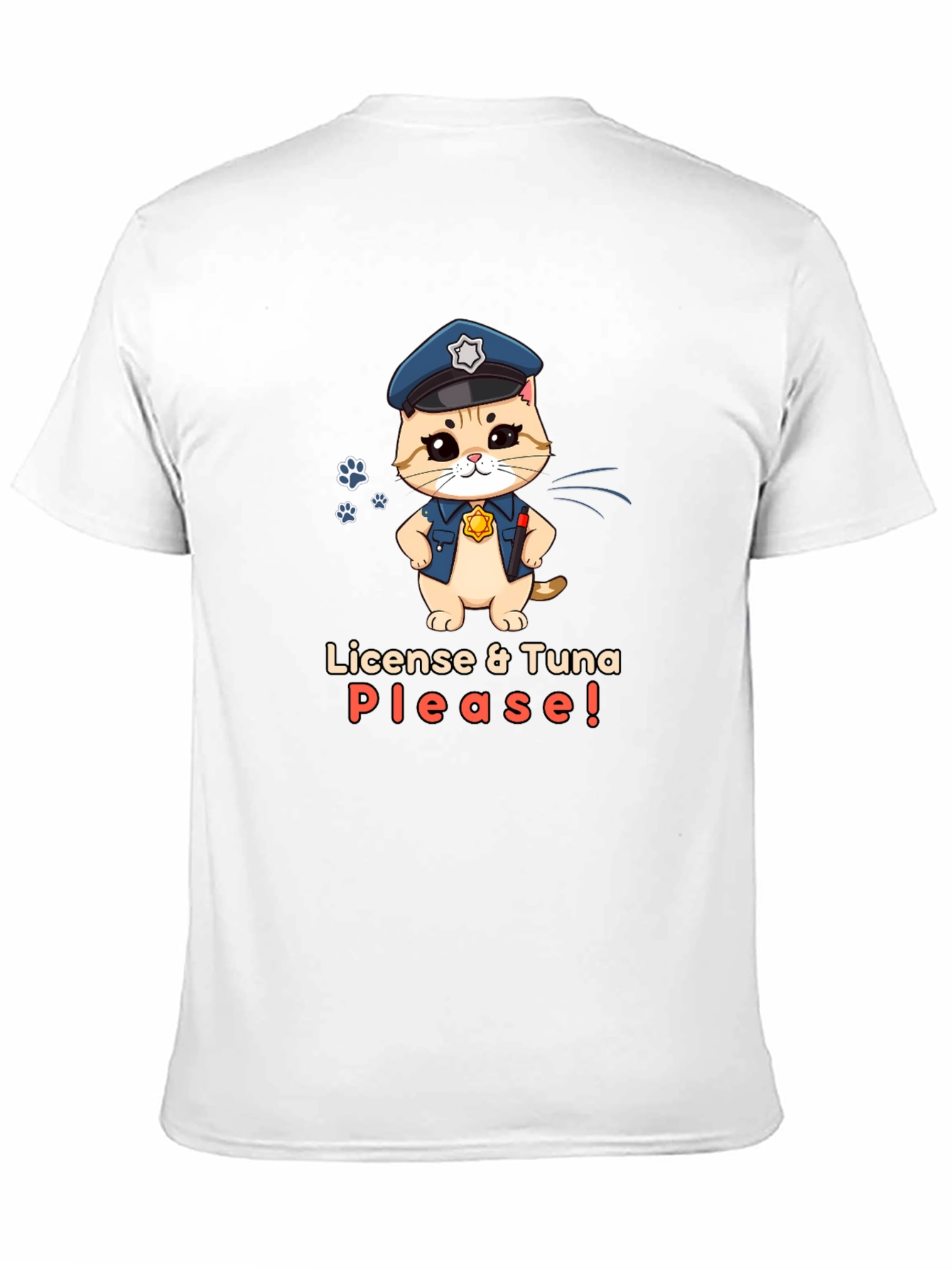 Funny Police Cat T-Shirt - License & Tuna Please!