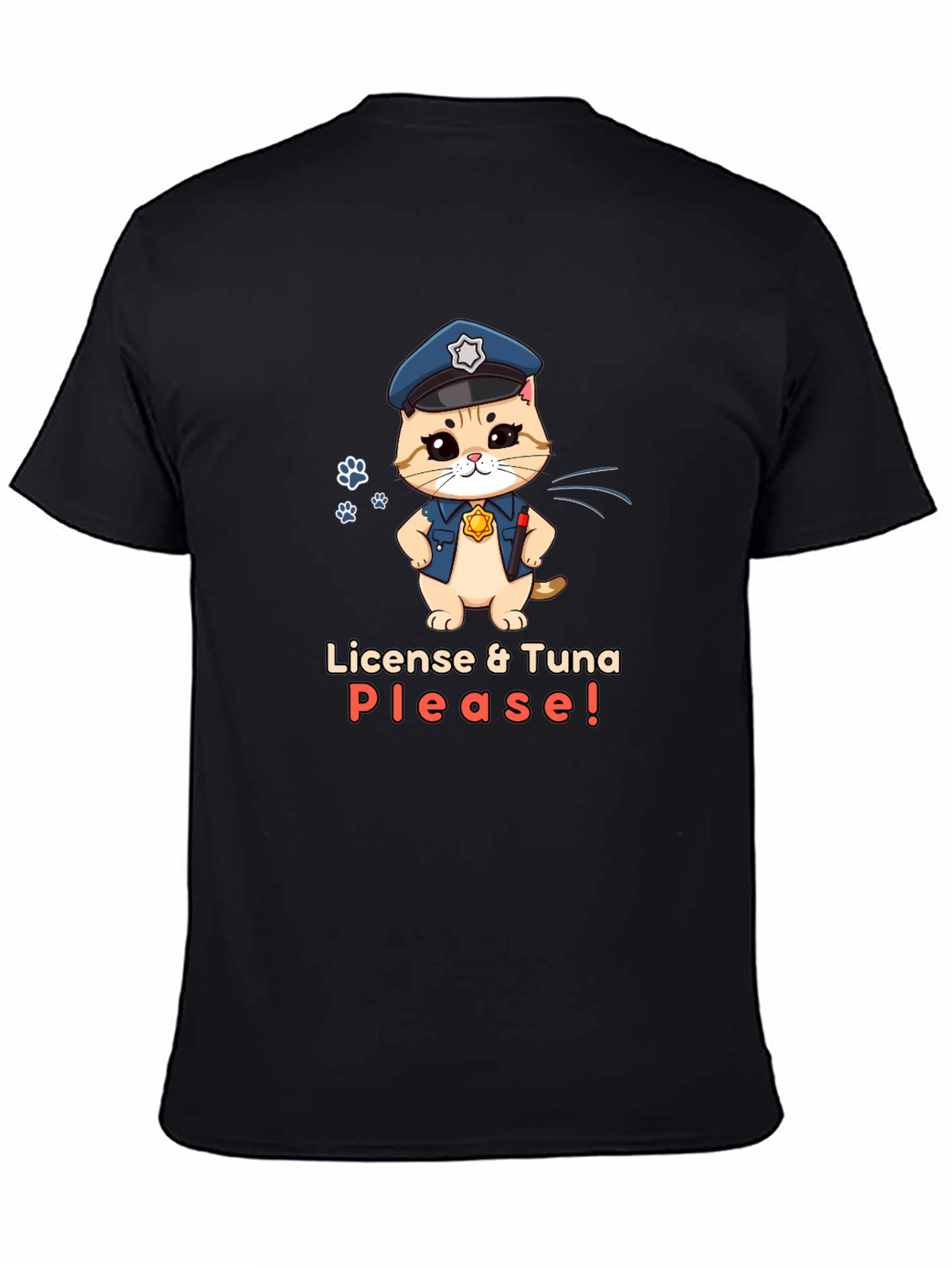 Funny Police Cat T-Shirt - License & Tuna Please!