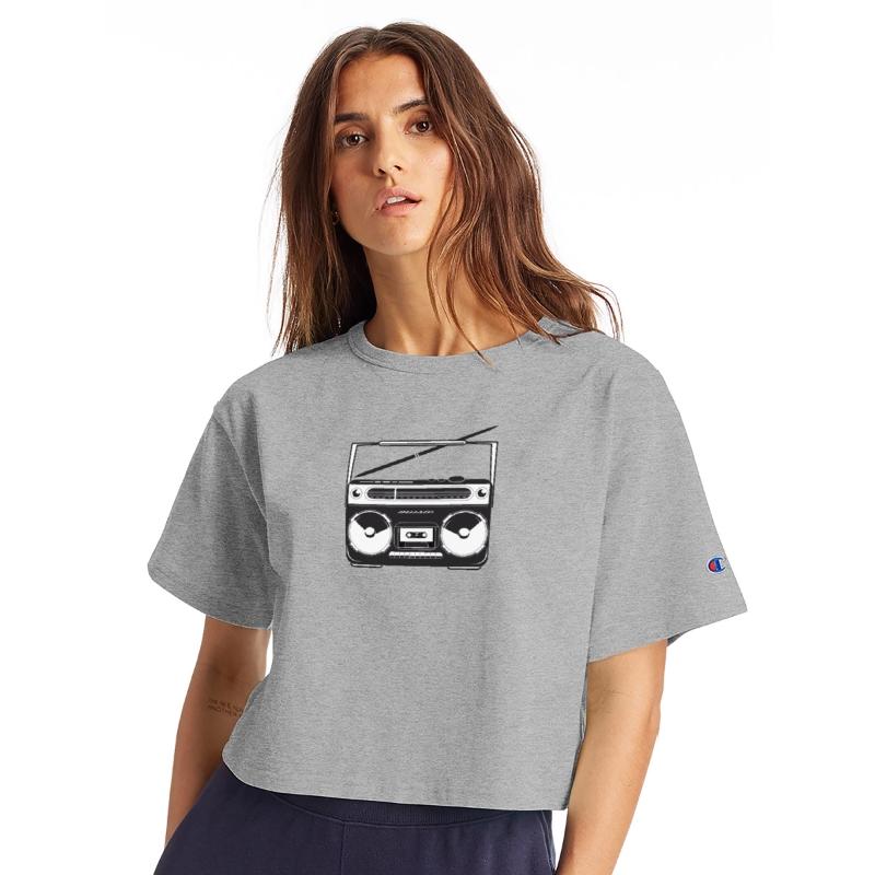 Cassette recorder in an 80s stencil look