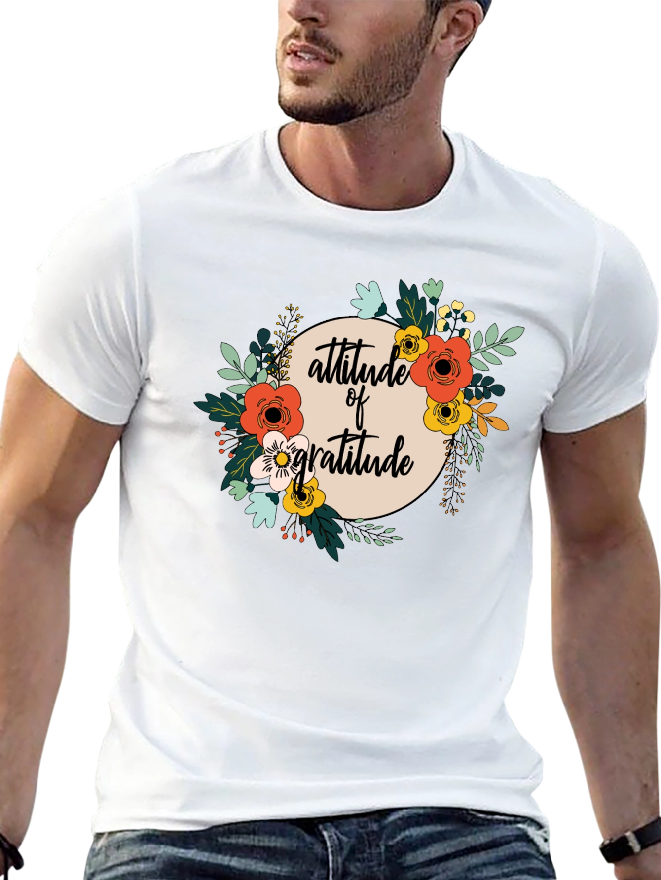 Attitude of Gratitude Floral Graphic T-Shirt