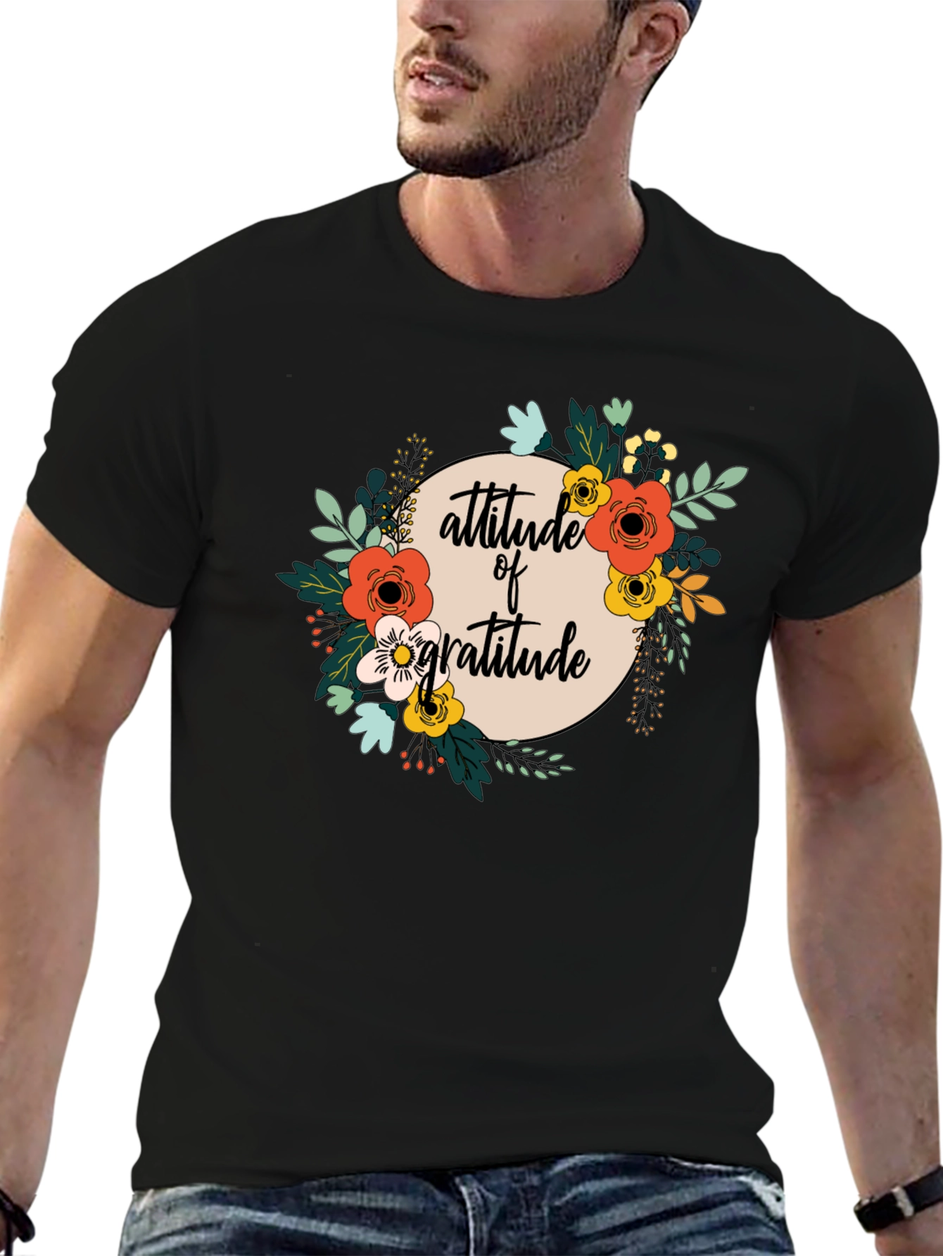 Attitude of Gratitude Floral Graphic T-Shirt