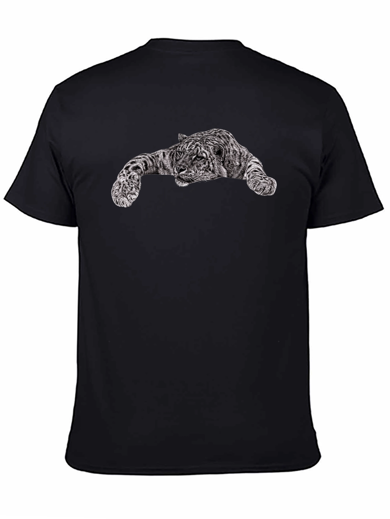 Black T-Shirt with Tiger Graphic Print