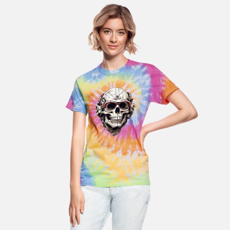 Comic skull with headset and red sunglasses