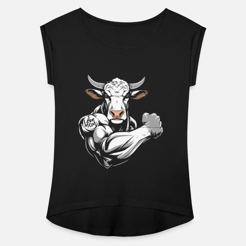 Cow Cattle Biceps Tattoo I Love Mom