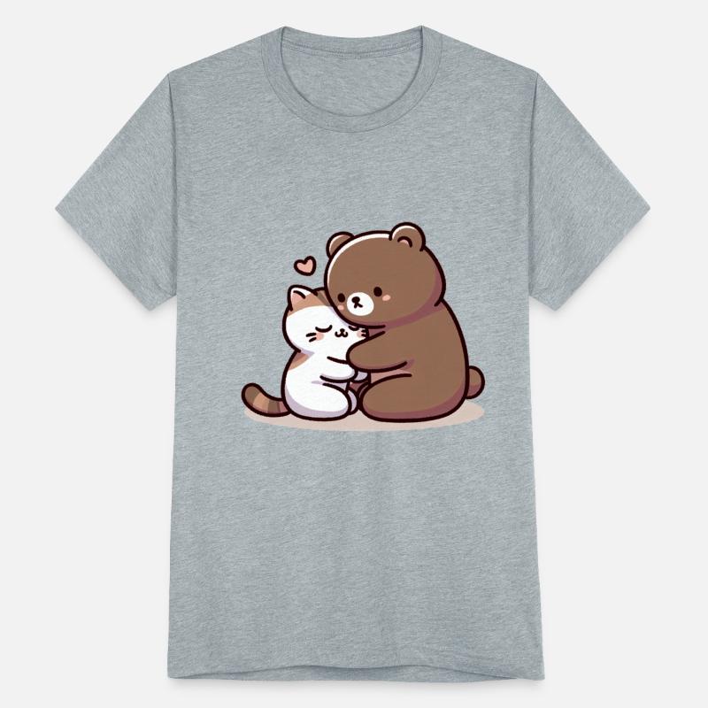 Cuddling Cat And Bear In Love