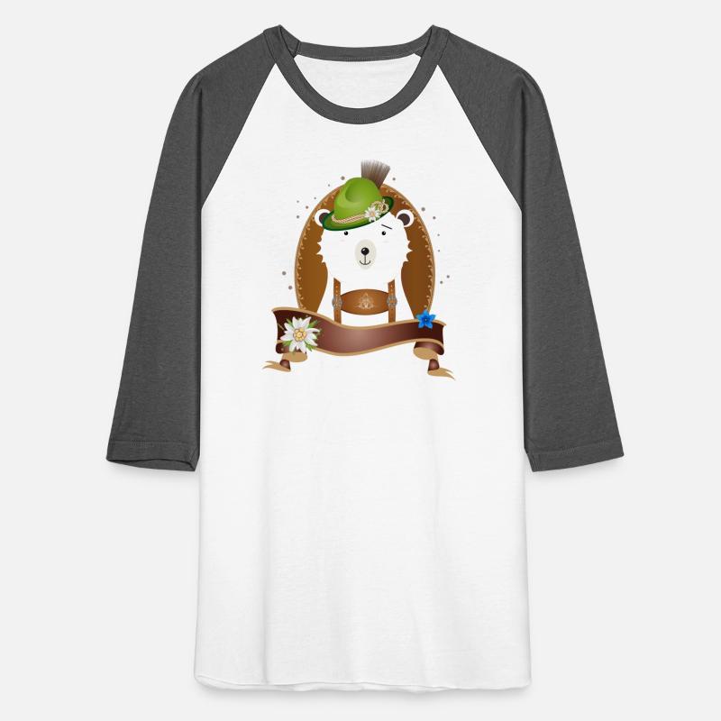 cute polar bear in costume with hat and leather pa
