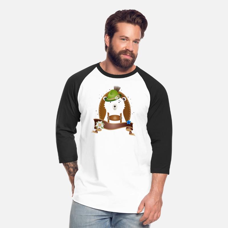 cute polar bear in costume with hat and leather pa