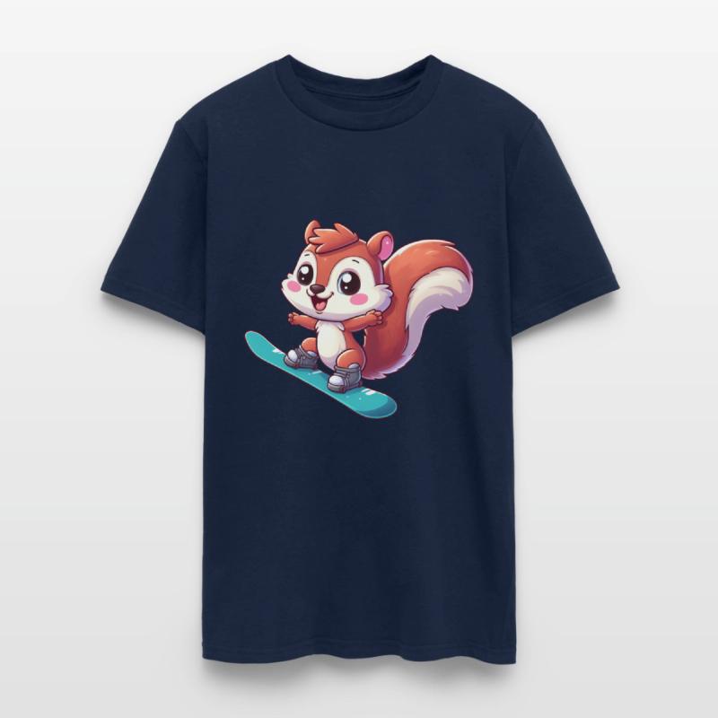 Cute Squirrel, Comic Snowboarder, Winter Vacation