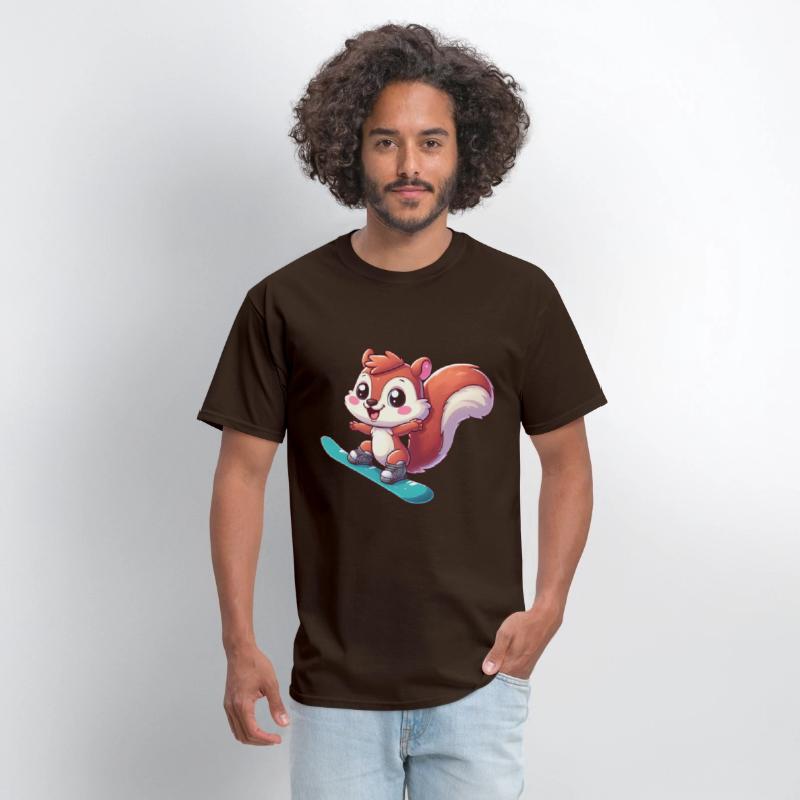 Cute Squirrel, Comic Snowboarder, Winter Vacation