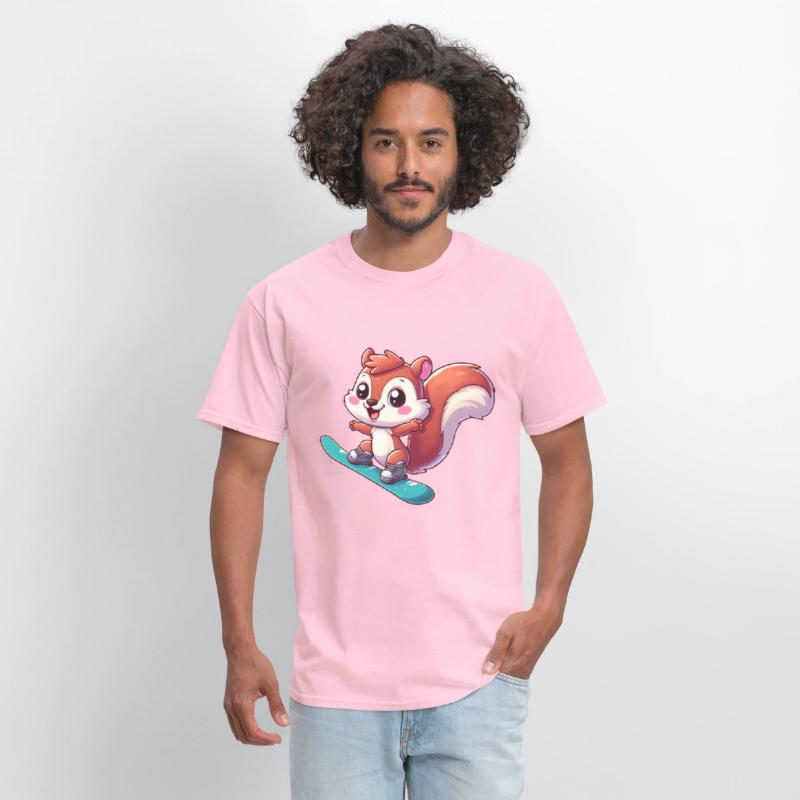 Cute Squirrel, Comic Snowboarder, Winter Vacation