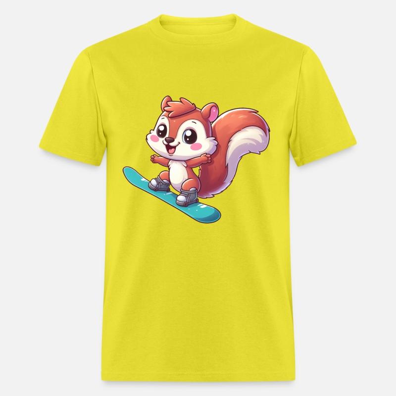 Cute Squirrel, Comic Snowboarder, Winter Vacation